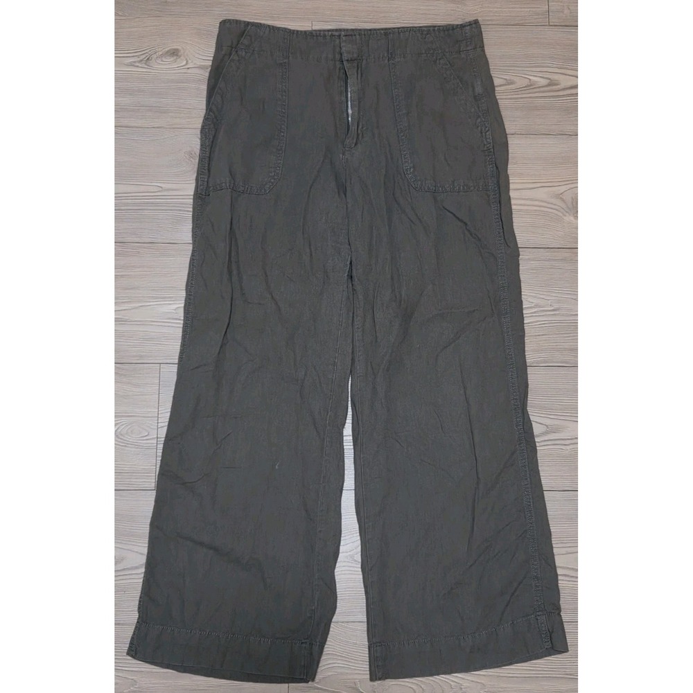 GAP Wide Leg Cropped Pants Y2K Style Womens Size 12 Brown Linen Blend Gorpcore
